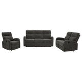 Hamilton Charcoal Grey 3-Piece Chenille Manual Reclining Sofa Set
