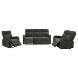 Hamilton Charcoal Grey 3-Piece Chenille Manual Reclining Sofa Set
