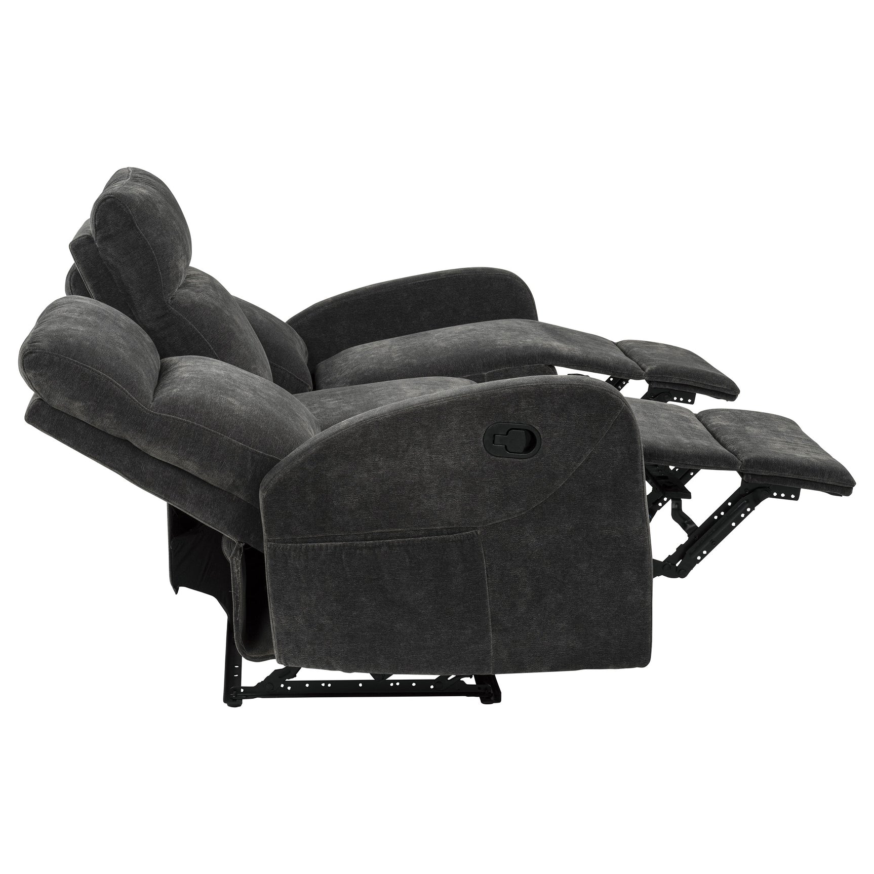 Hamilton Charcoal Grey 3-Piece Chenille Manual Reclining Sofa Set
