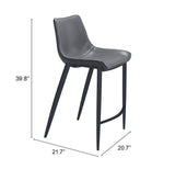 Magnus Dark Gray & Black Counter Stool (Set of 2)