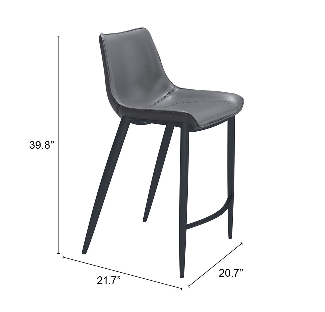 Magnus Dark Gray & Black Counter Stool (Set of 2)