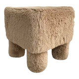Staley Tan Square Faux Fur Footed Ottoman