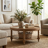 Sandia Brown Traditional Coffee Table with Shelf
