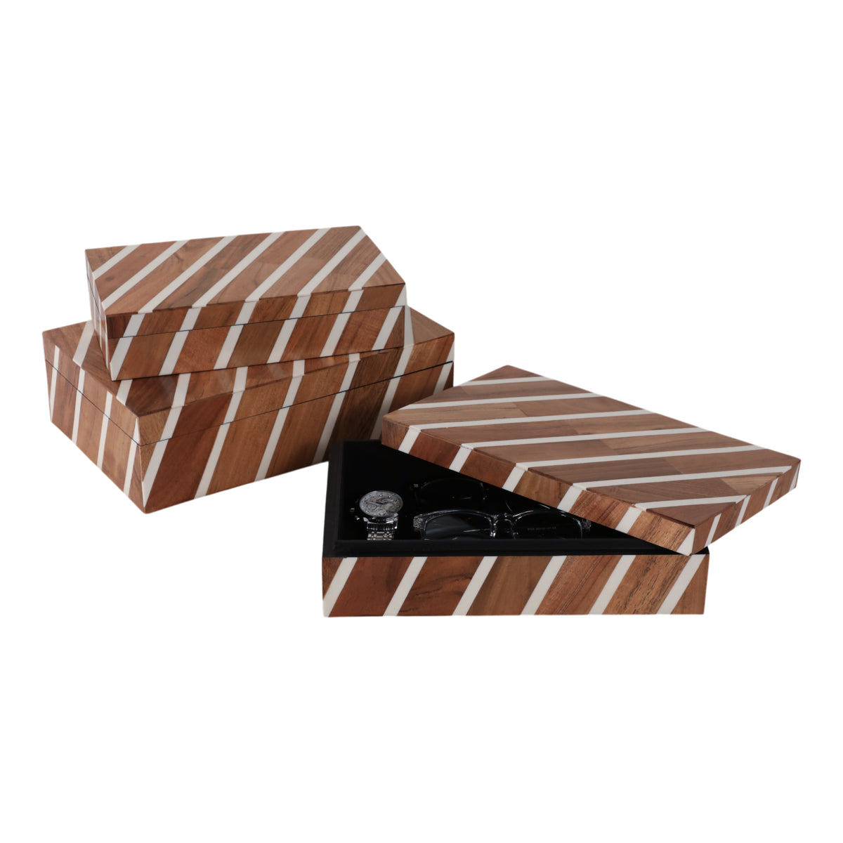 Harveywell Brown/Ivory Boxes (Set of 3)