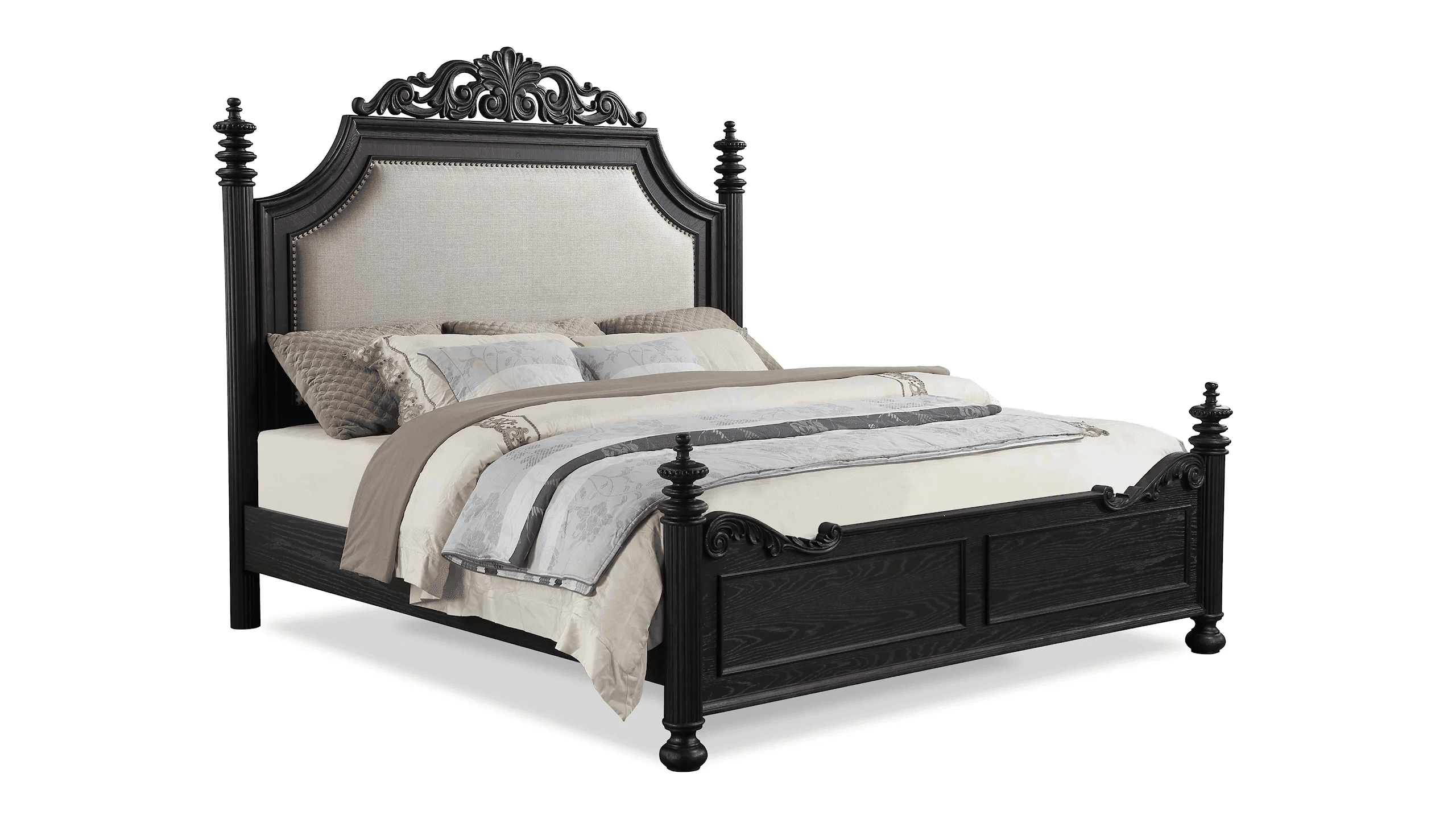 Kingsbury Black Queen Arched Bed - Ornate Home