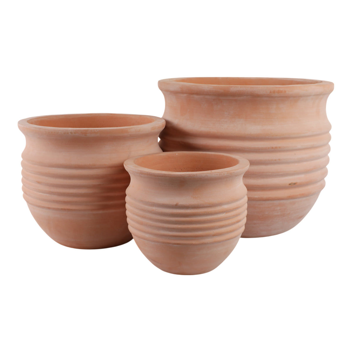 Paxton Natural/Red Terracotta Ribbed Pots (Set of 3)