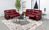 Camila Red 2-piece Upholstered Reclining Sofa Set - Ornate Home