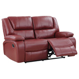 Camila Red 2-piece Upholstered Reclining Sofa Set - Ornate Home