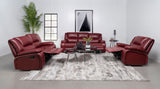 Camila Red 3-piece Upholstered Reclining Sofa Set - Ornate Home