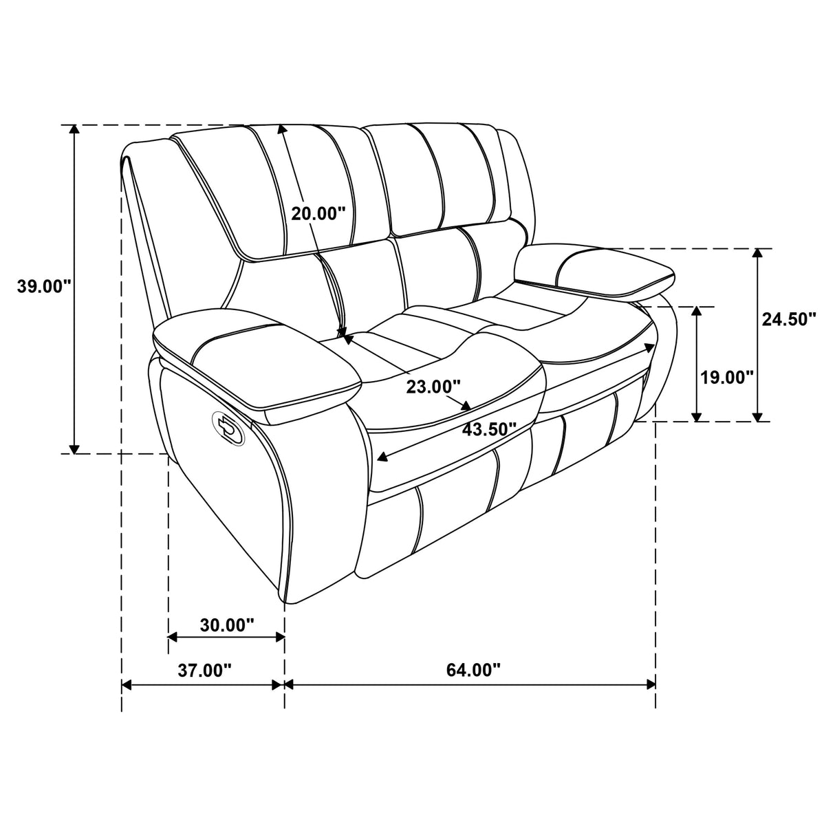 Camila Black Reclining Loveseat - Ornate Home