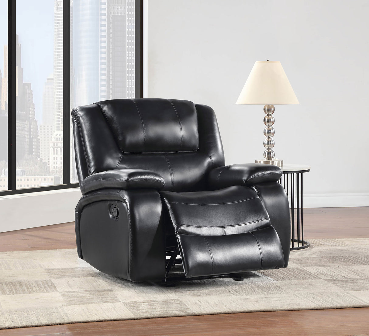 Camila Black Glider Recliner - Ornate Home