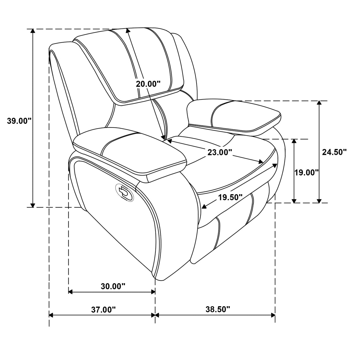 Camila Black Glider Recliner - Ornate Home