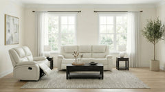 Camila White 2-Piece Upholstered Reclining Sofa Set
