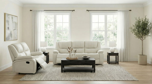 Camila White 2-Piece Upholstered Reclining Sofa Set