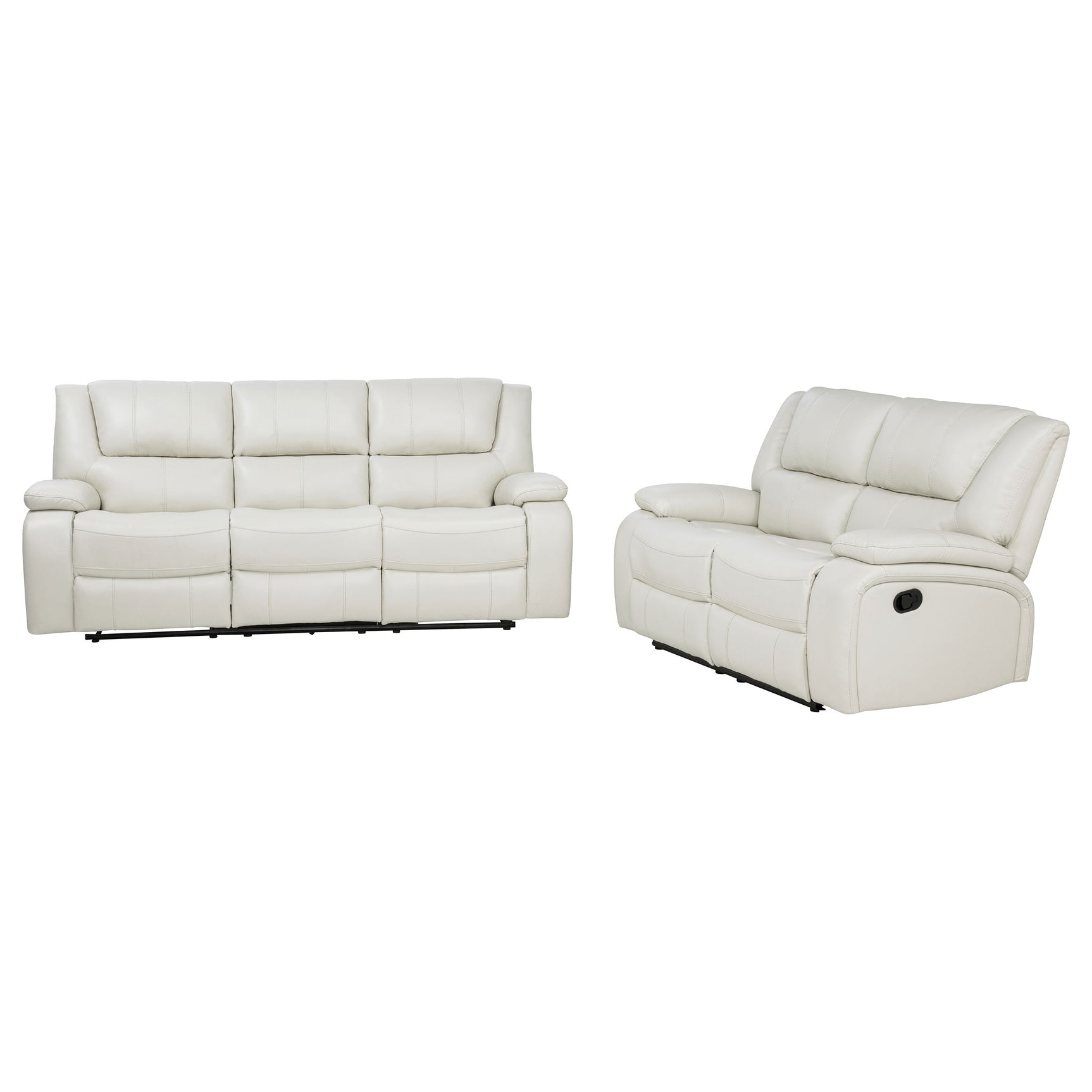 Camila White 2-Piece Upholstered Reclining Sofa Set