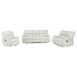 Camila White 3-Piece Upholstered Reclining Sofa Set