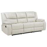 Camila White 3-Piece Upholstered Reclining Sofa Set