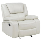 Camila White 3-Piece Upholstered Reclining Sofa Set