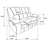 Camila White 3-Piece Upholstered Reclining Sofa Set