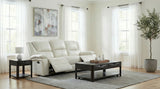 Camila White Upholstered Motion Reclining Sofa