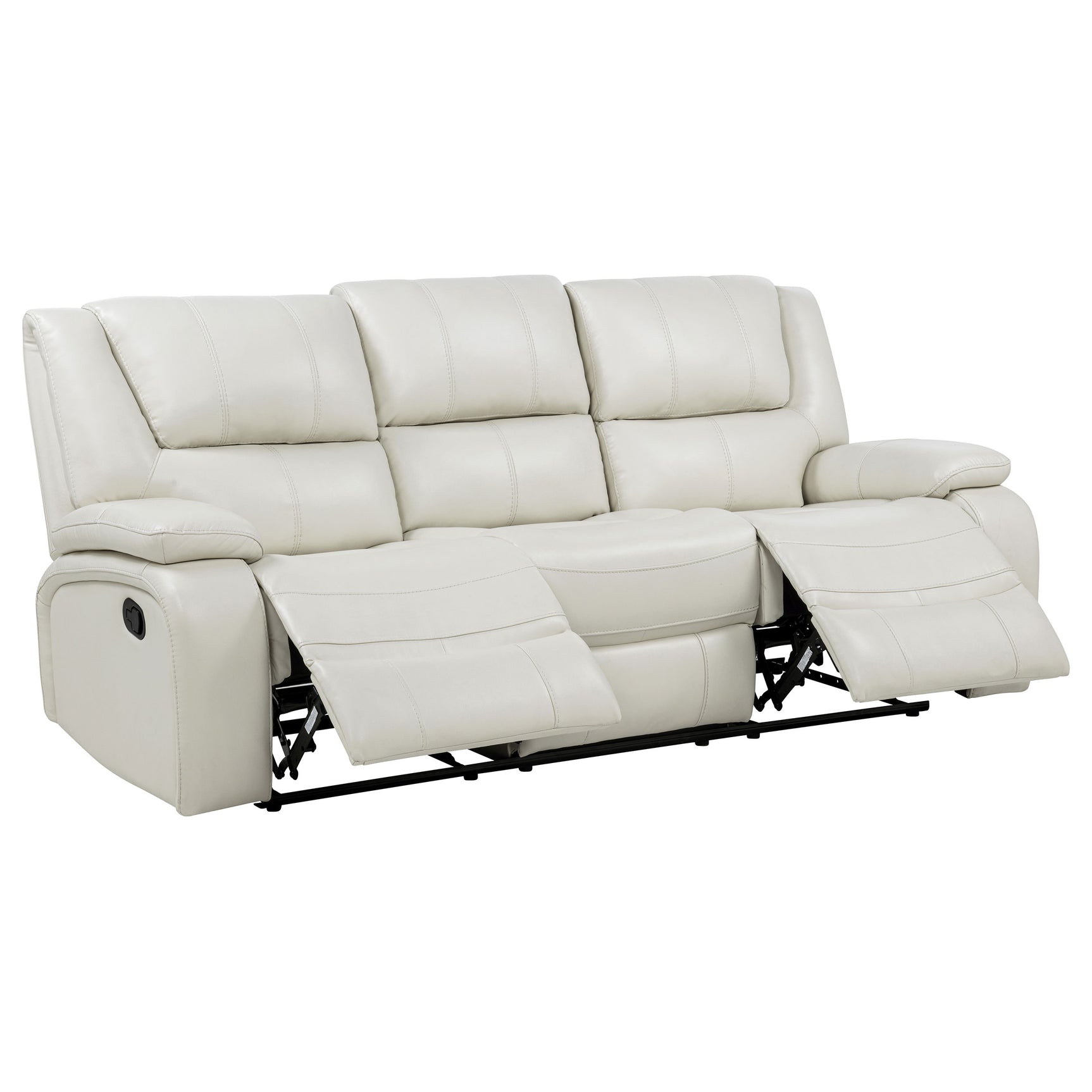 Camila White Upholstered Motion Reclining Sofa
