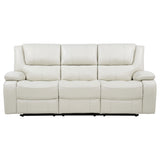 Camila White Upholstered Motion Reclining Sofa