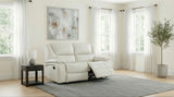 Camila White Upholstered Motion Reclining Loveseat