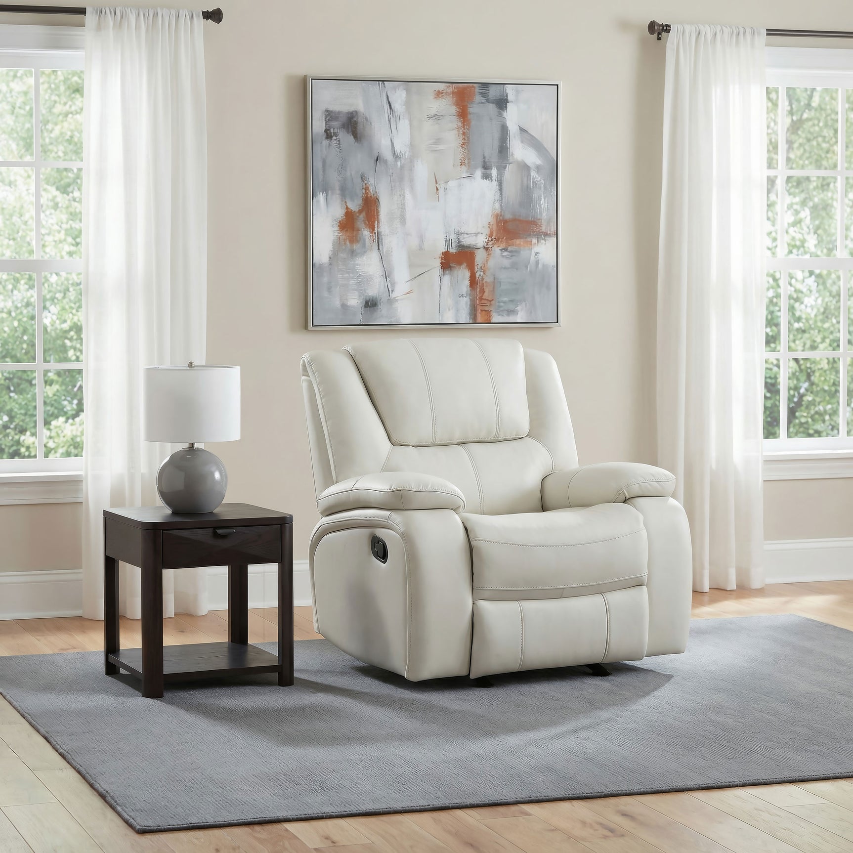 Camila White Upholstered Glider Recliner Chair