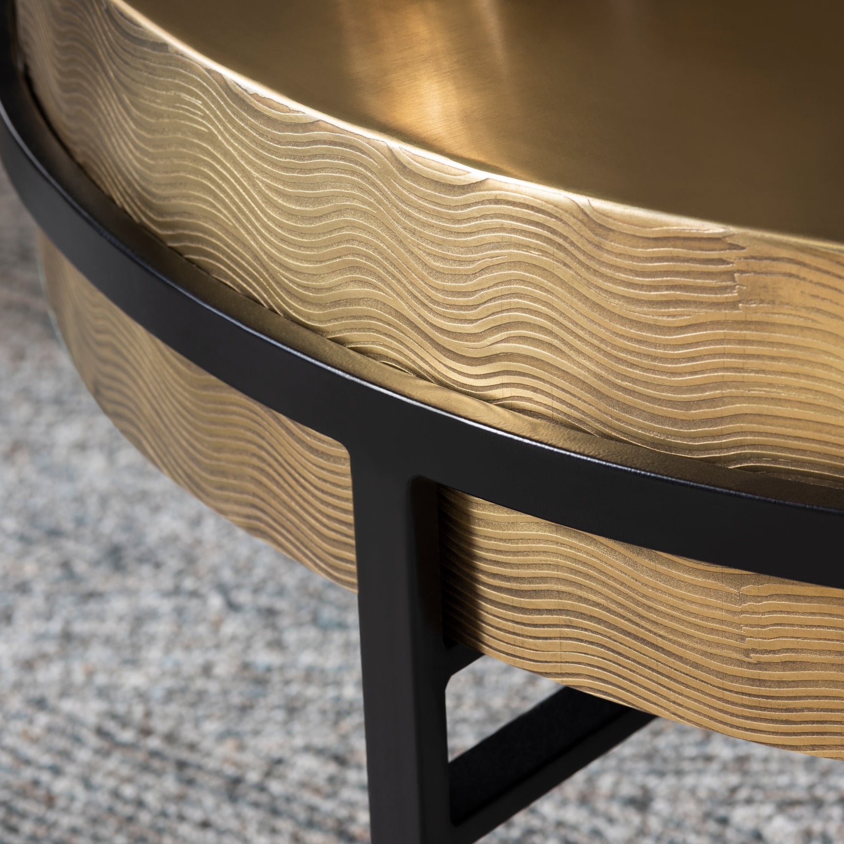 Hudson Gold/Black Textured Brass Cocktail Table