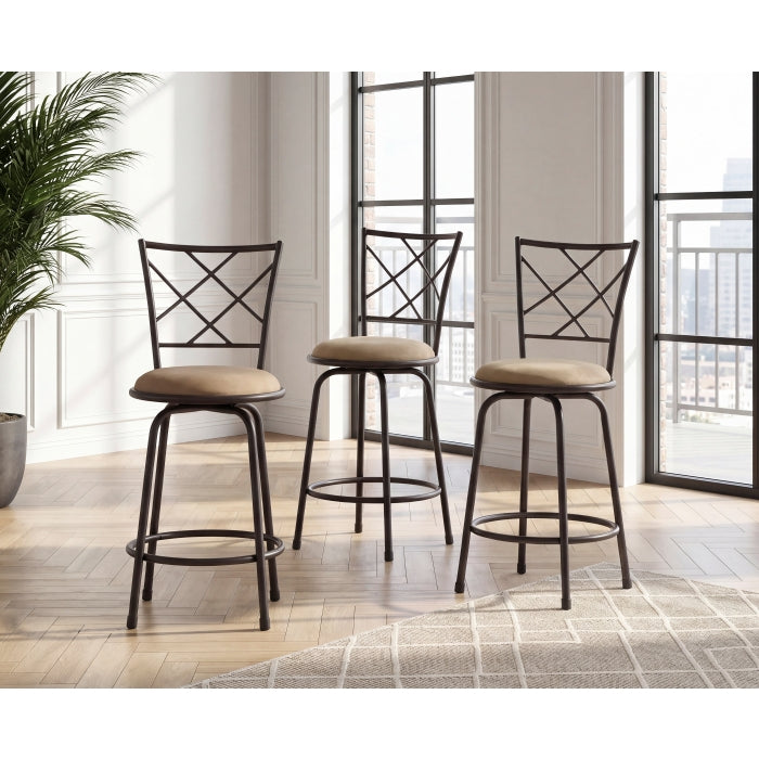 Nexus Brown 3-Piece Pack Convertible Swivel Counter/Pub Height Chair