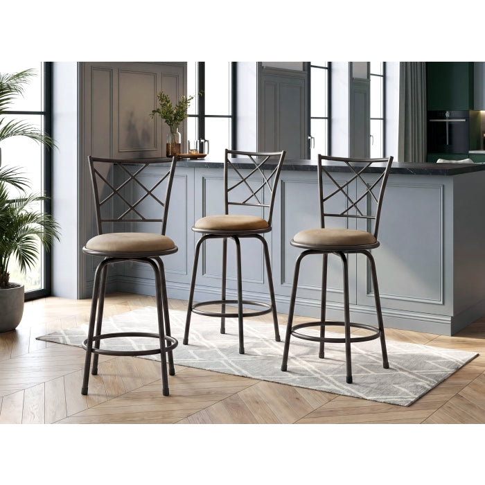 Nexus Brown 3-Piece Pack Convertible Swivel Counter/Pub Height Chair