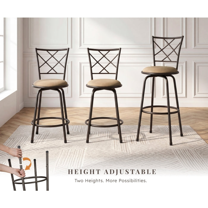 Nexus Brown 3-Piece Pack Convertible Swivel Counter/Pub Height Chair
