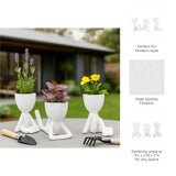 Cohasset White Ceramic Sitting Humans Planters (Set of 3)