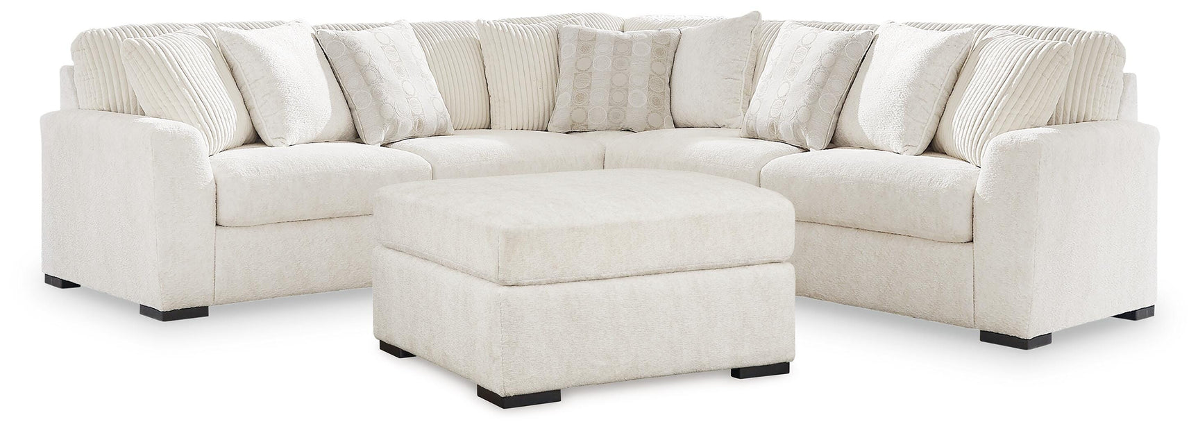 Chessington Ivory 3-Piece Sectional and Ottoman
