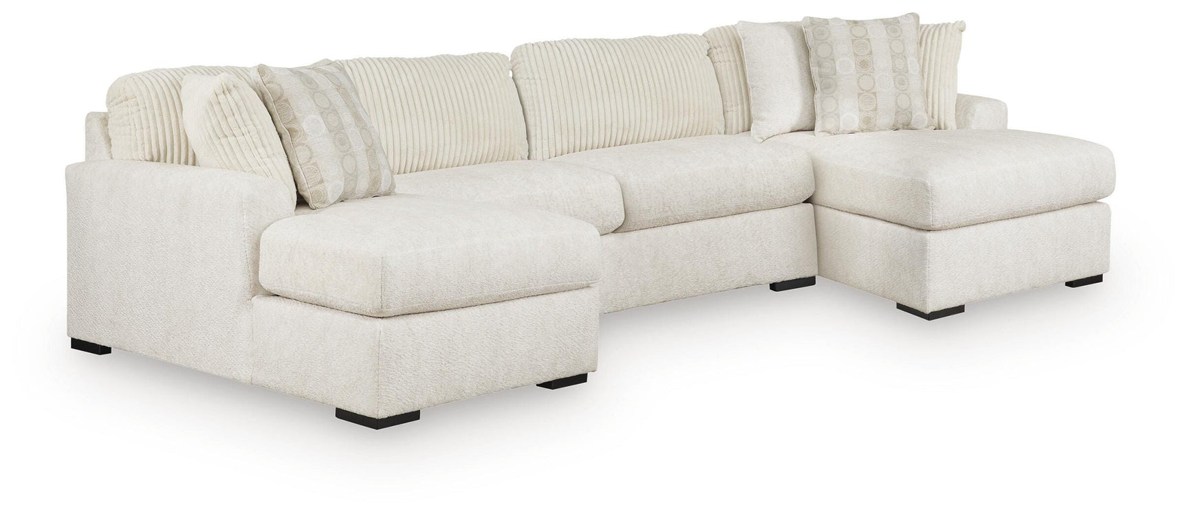 Chessington Ivory 3-Piece Sectional with Double Chaise