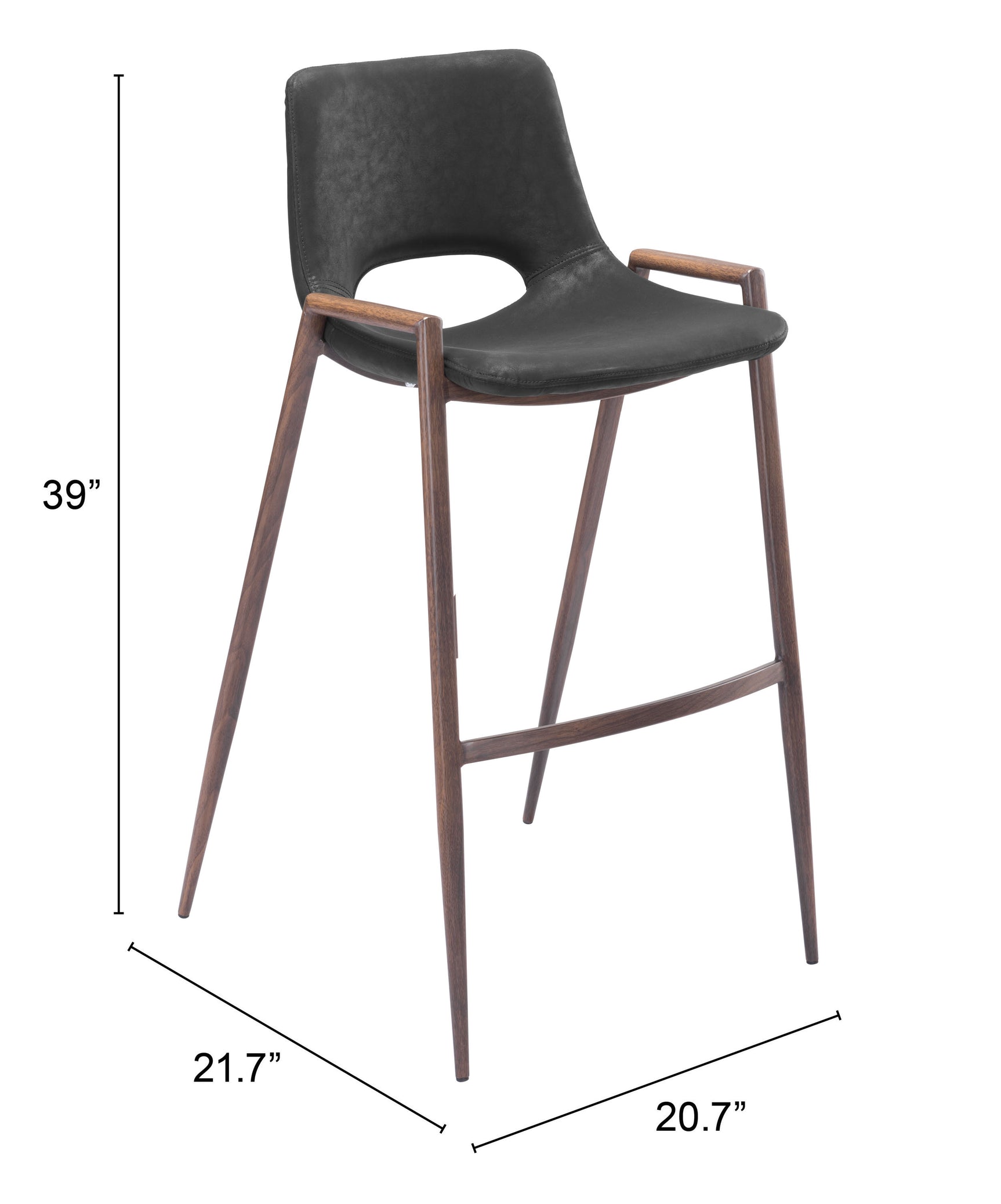 Desi Black & Walnut Barstool (Set of 2)