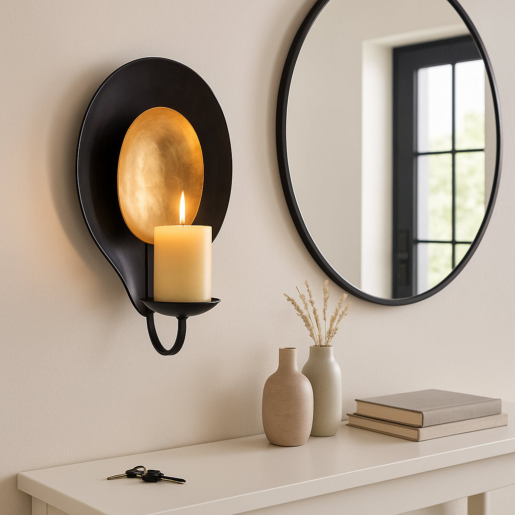 Escalon Black/Gold Medium Metal Round Votive Holder