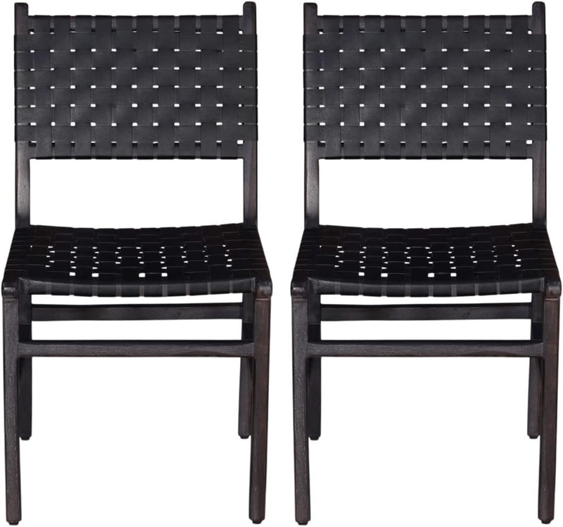 Orson Black Leather Dining Chair (Set of 2) - Ornate Home