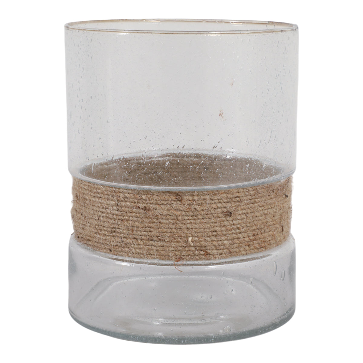 Paloma Natural/Clear Large Rope and Glass Hurricane