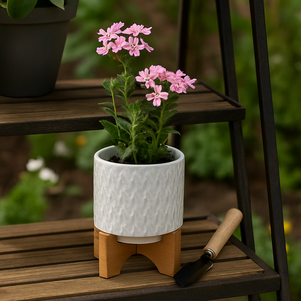 Bannister White Chevron Planter with Stand