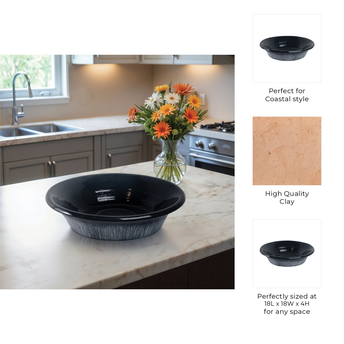 Fairhaven Blue Reactive Finish Tapered Bowl