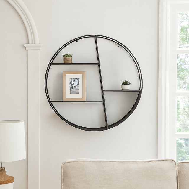 Harrington Black Metal 4-Layered Round Shelf