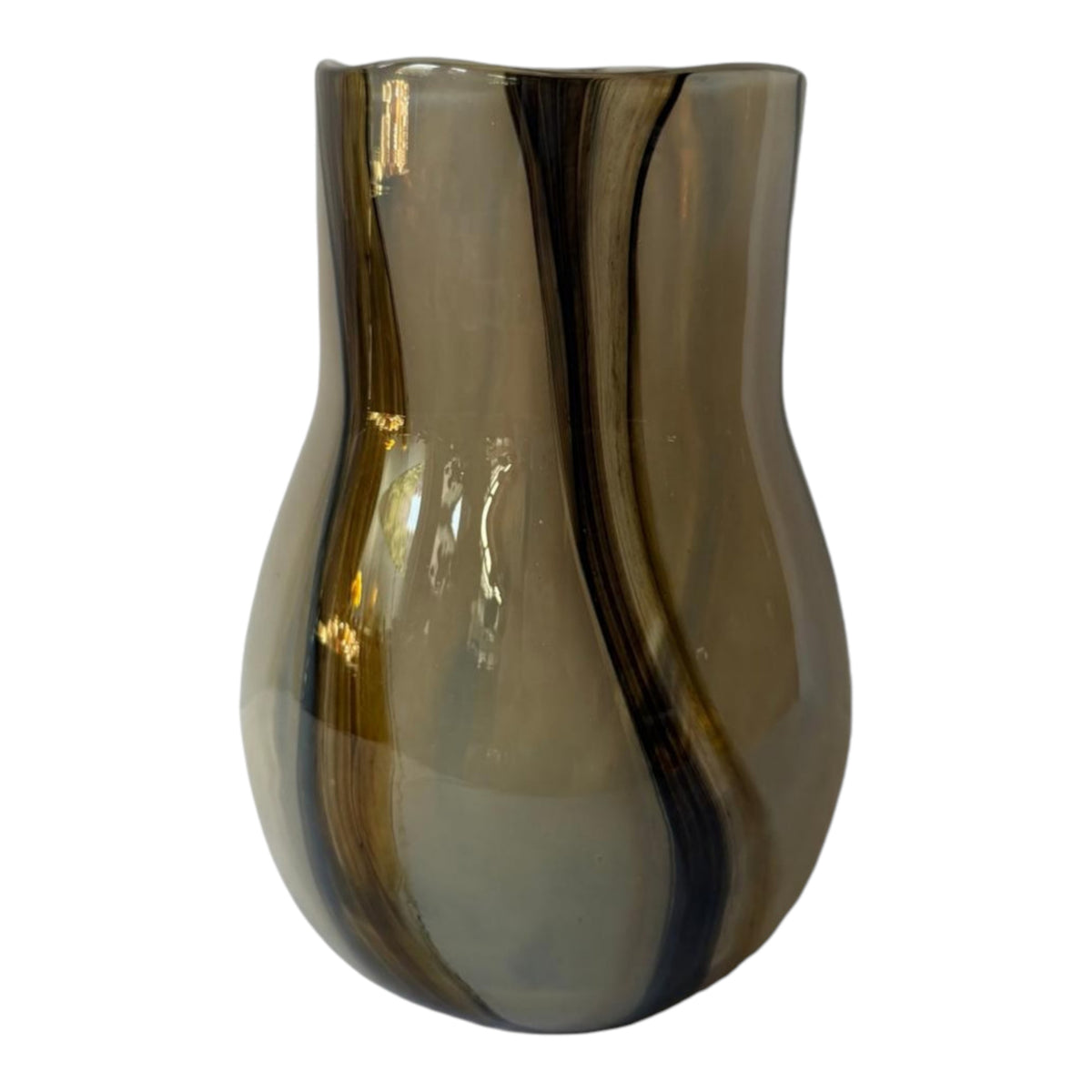 Alico Brown/Ivory Small Striped Hourglass Vase