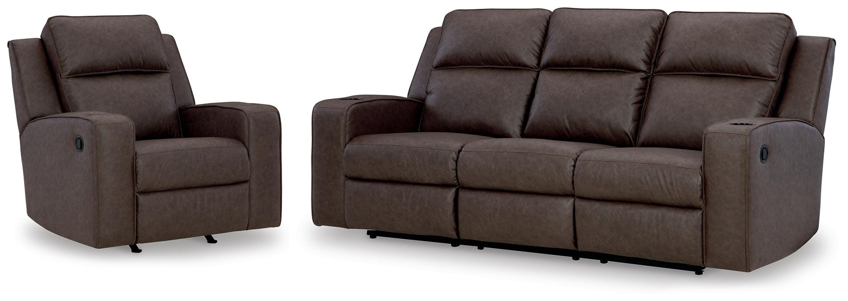 Lavenhorne Umber Reclining Sofa and Recliner