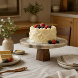 Cresta White/Brown Marble Cake Stand
