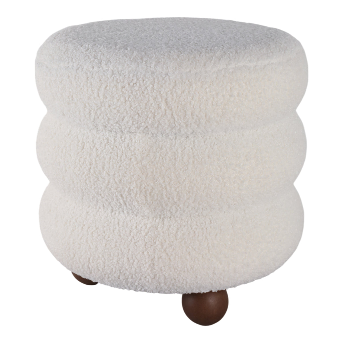 Bonetti Ivory Ribbed Teddy Ottoman with Ball Feet