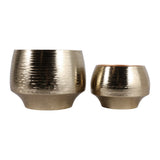Charter Oak Gold Textured Curved Metal Planters (Set of 2)
