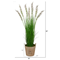64” Wheat Grass Artificial Plant in Farmhouse Planter - Ornate Home