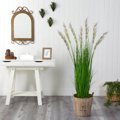 64” Wheat Grass Artificial Plant in Farmhouse Planter - Ornate Home