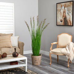 64” Wheat Grass Artificial Plant in Farmhouse Planter - Ornate Home